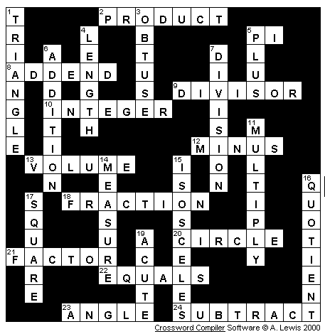 Celebrity Crossword Puzzles on More Mathematical Crossword Puzzles With Answers