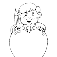 Download Boy With Pencil and Apple » Coloring Pages » Surfnetkids